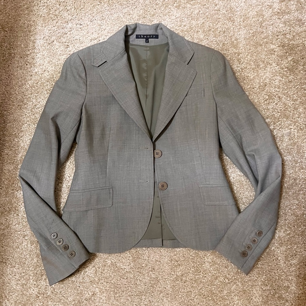 Theory Double Button Suit Blazer Size 2 - image 1